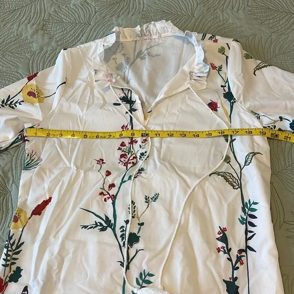 Cream Colored Floral Print Maxi Dress, Size L - Picture 3 of 5